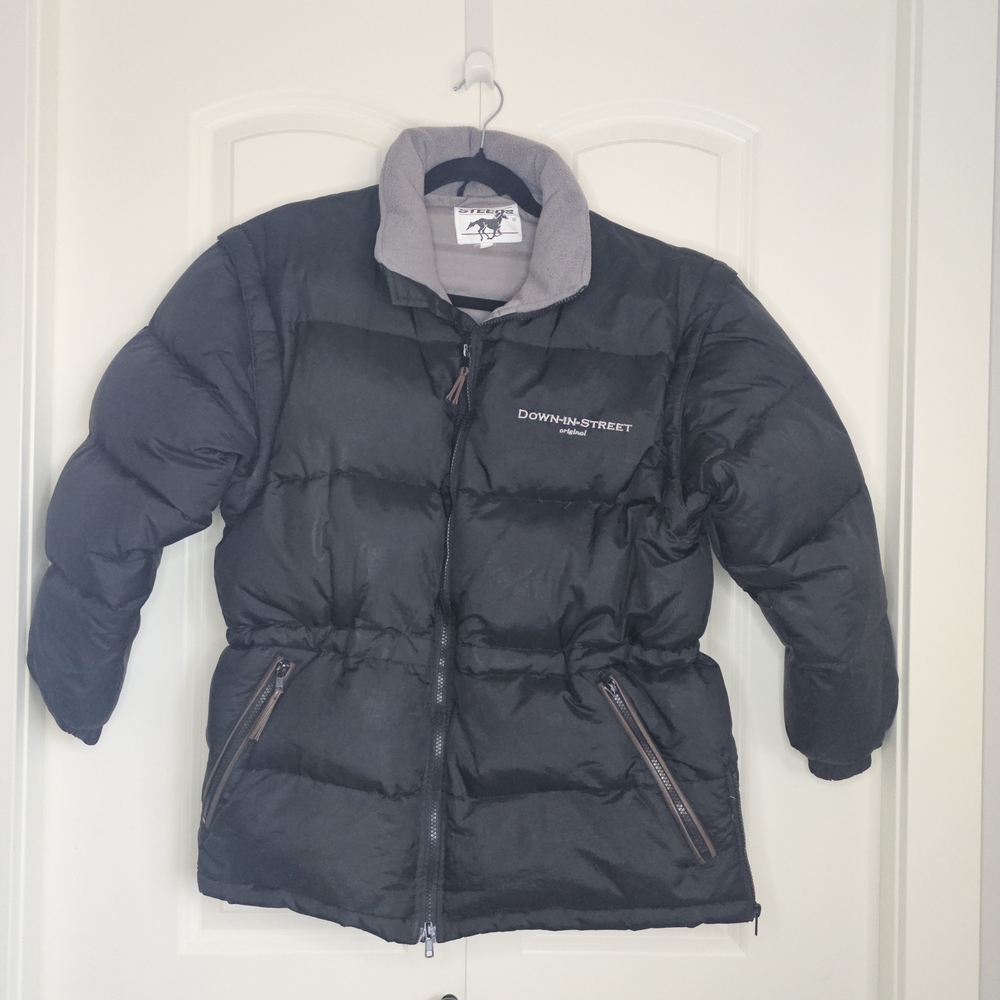 Men's Down Puffer Jacket Vest Steeds Western Equestrian Black Sz M